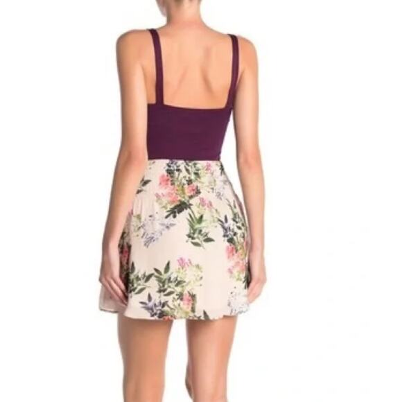 PARKER beige green pink floral smocked stretch tie waist portofino mini skirt - Picture 8 of 8